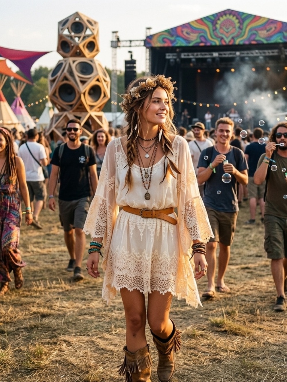 Gypsy Junkies NWT Boho Lace Sheer Dress CoverUp OS Fairycore Festival Hippie